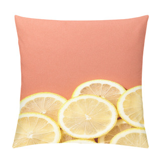 Personality  Slices Of Lemon On Salmon Background Pillow Covers