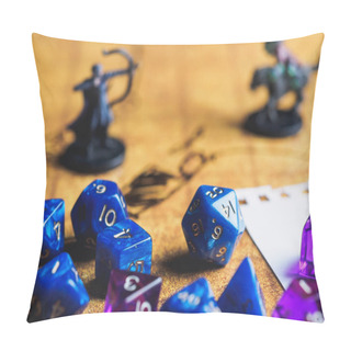 Personality  Roleplay Game With Dragons In Dungeon. Yellow Field Dice Pillow Covers