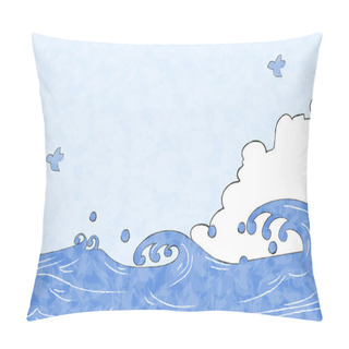 Personality  Summer Background Material, Sea, Approaching Clouds, Blue Sky And Seagulls Pillow Covers