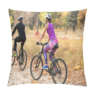 Personality  People Cycling In Autumn Park Pillow Covers