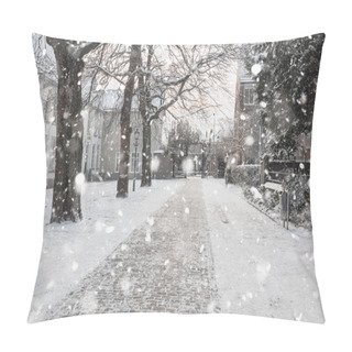 Personality  Delft Old Yard In Winter Snowstorm Pillow Covers