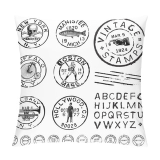Personality  Vector Clipart Vintage Stamp And Label Set Pillow Covers