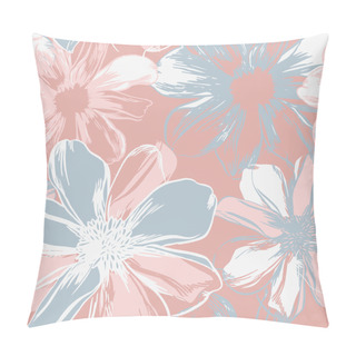 Personality  Vector Seamless Pattern With Hand-drawn Ink Flowers Pillow Covers
