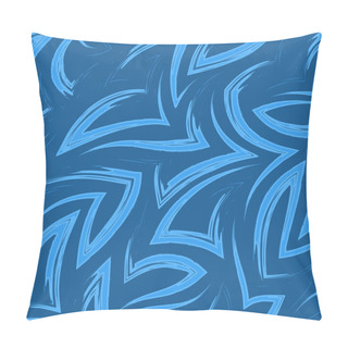 Personality  Vector Seamless Pattern Of Blue Zigzags And Corners .Vector Seamless Geometric Pattern Of Abstract Shapes From Stripes And Lines.Texture Of Sea Streams Of A River Or Ocean. Pillow Covers
