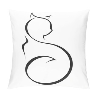 Personality Black Cat Silhouette On A White Background Pillow Covers