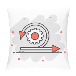 Personality  Agile Icon In Comic Style. Flexible Cartoon Vector Illustration On White Isolated Background. Arrow Cycle Splash Effect Business Concept. Pillow Covers