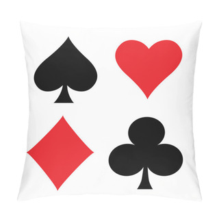 Personality  Set Of Playing Card Suits Isolated Pillow Covers