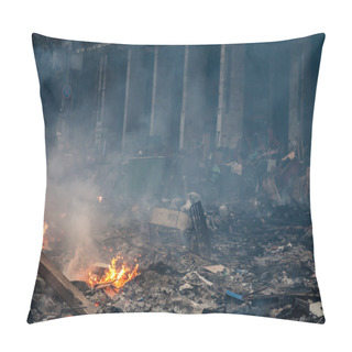Personality  Burned Building At The Maidan In Kyiv, Ukraine Pillow Covers