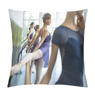 Personality  Group Of Five Young Dancers Trained In A Dance Class Near The Ba Pillow Covers