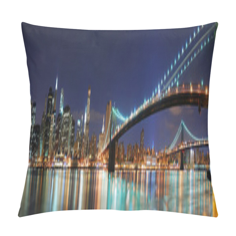 Personality  Brooklyn Bridge Panorama In New York City Manhattan Pillow Covers