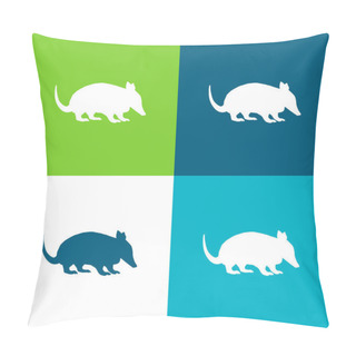 Personality  Ant Eater Shape Flat Four Color Minimal Icon Set Pillow Covers