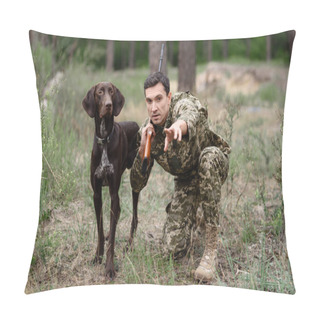 Personality  Rabbit Hunt Dog Going To Chase Animal In Forest. Pillow Covers