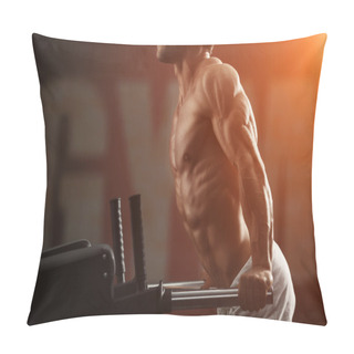 Personality  Strong Bodybuilder Doing Exercise On Bars Pillow Covers