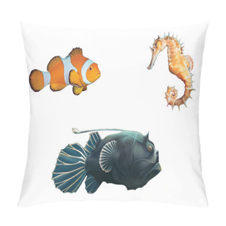 Personality  Monk Fish, Clown Fish And Sea Horse Pillow Covers