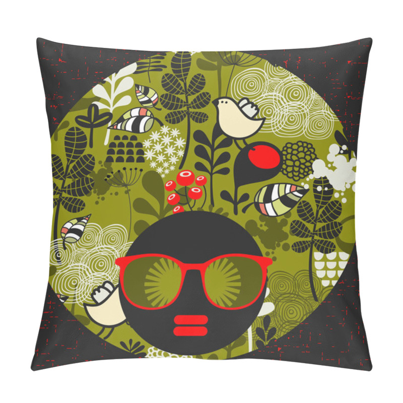 Personality  Black head woman with strange  her hair. pillow covers