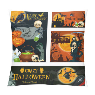 Personality  Halloween Holiday Trick Or Treat Night Banner Pillow Covers