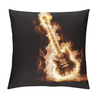 Personality  Electronic Guitar Enveloped Flames On A Black Background Pillow Covers