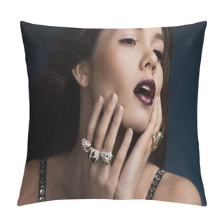 Personality  Elegant Fashionable Woman With Rings Pillow Covers