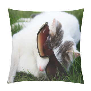 Personality  Cat In Sun Glasses Pillow Covers