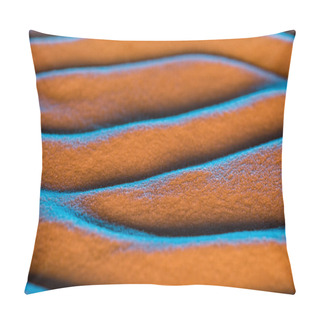 Personality  Close Up View Of Textured Sand Background With Waves And Color Filter Pillow Covers