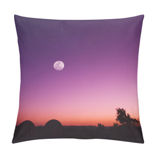 Personality  Full Moon Night Tropical South Landscape With Silhouettes Pillow Covers