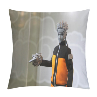 Personality  KUALA LUMPUR, MALAYSIA -APRIL 7, 2017: Selected Focused On Fictional Character Action Figure From Japanese Popular Cartoon Animated Series NARUTO. Displayed By The Collector For The Public.  Pillow Covers