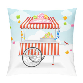 Personality  Candy Cart Market Card. Vector Pillow Covers