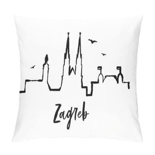 Personality  Skyline Zagreb Croatia One Line Ink Vector City Pillow Covers