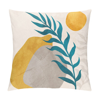 Personality  Botanical Abstract Art, Watercolor, Nature Leaves And Flowers Beige And Brown Tones In Perfect Harmony And Trend To Decorate Your Home Or Office Pillow Covers