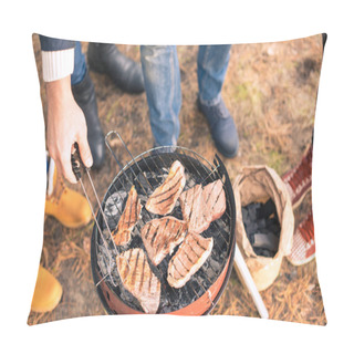 Personality  People Cooking Meat On Charcoal Grill Pillow Covers