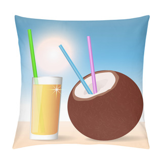 Personality  Coconut Cocktail. Vector Illustration Pillow Covers