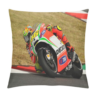 Personality  MUGELLO - ITALY, JULY 13 2012: Italian Ducati Rider Valentino Rossi During 2012 TIM MotoGP GP Of Italy. Pillow Covers