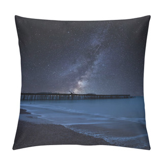 Personality  Stunning Vibrant Milky Way Composite Image Over Landscape Of Pier Under Construction And Development Pillow Covers