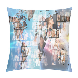 Personality  Photo Of Business Are Glowing At World Map. International Pillow Covers