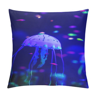 Personality  Beautiful Jellyfish, Medusa In The Neon Light With The Fishes. A Pillow Covers