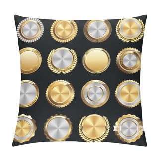 Personality  Set Of Gold And Silver Certificate Seals And Badges Pillow Covers