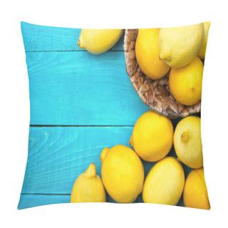 Personality  Lemons On The Bright Cyan Background Pillow Covers