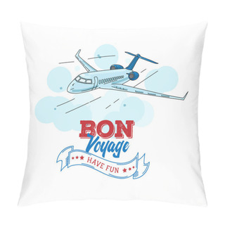 Personality  Cute Illustration Of Flying Plane In The Clouds With Logo Symbol Pillow Covers