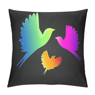 Personality  Vector Background With A Flying Birds. Pillow Covers