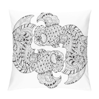 Personality  Zentangle Stylized Floral China Fish Doodle. Pillow Covers