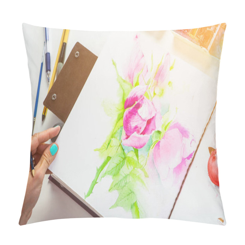 Personality  Drawing Album With Painted Peonies  Pillow Covers