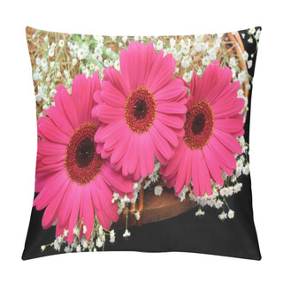Personality  Beautiful Pink Gerber Daisies In A Basket Pillow Covers