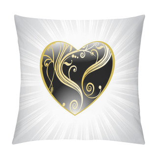 Personality  Black Heart With Swirl Design Pillow Covers