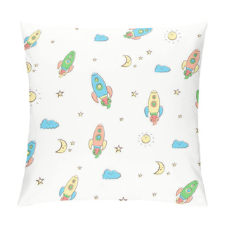 Personality  Small Colored Rockets And Stars Pillow Covers