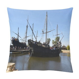 Personality  Replica Of The Caravels Of Christopher Columbus, La Rbida, Huelva, Spain, Pillow Covers