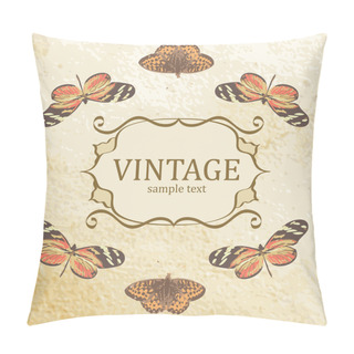 Personality  Vintage Background With Butterflies. Vector. Pillow Covers