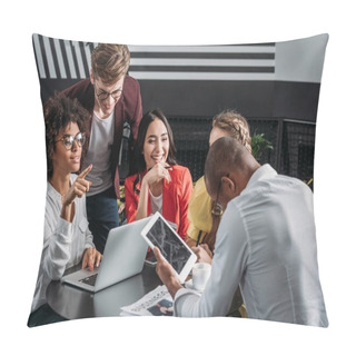Personality  Happy Multiethnic Group Of Business Partners Working Together Pillow Covers