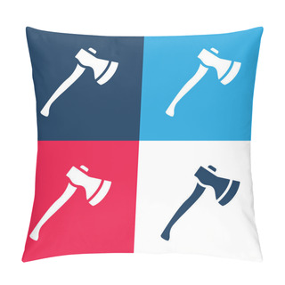 Personality  Axe Blue And Red Four Color Minimal Icon Set Pillow Covers