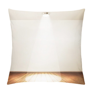 Personality  Wall With A Spotlight And Wooden Floor. Showroom Concept. Vector Pillow Covers