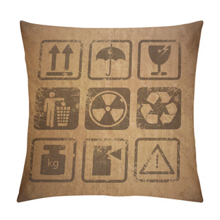 Personality  Set Of Different Icons. Retro Brown Pillow Covers